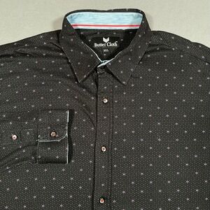 Buttercloth 3XL Mens Black Geometric Long Sleeve Button Up‎ Shirt Stretch Casual